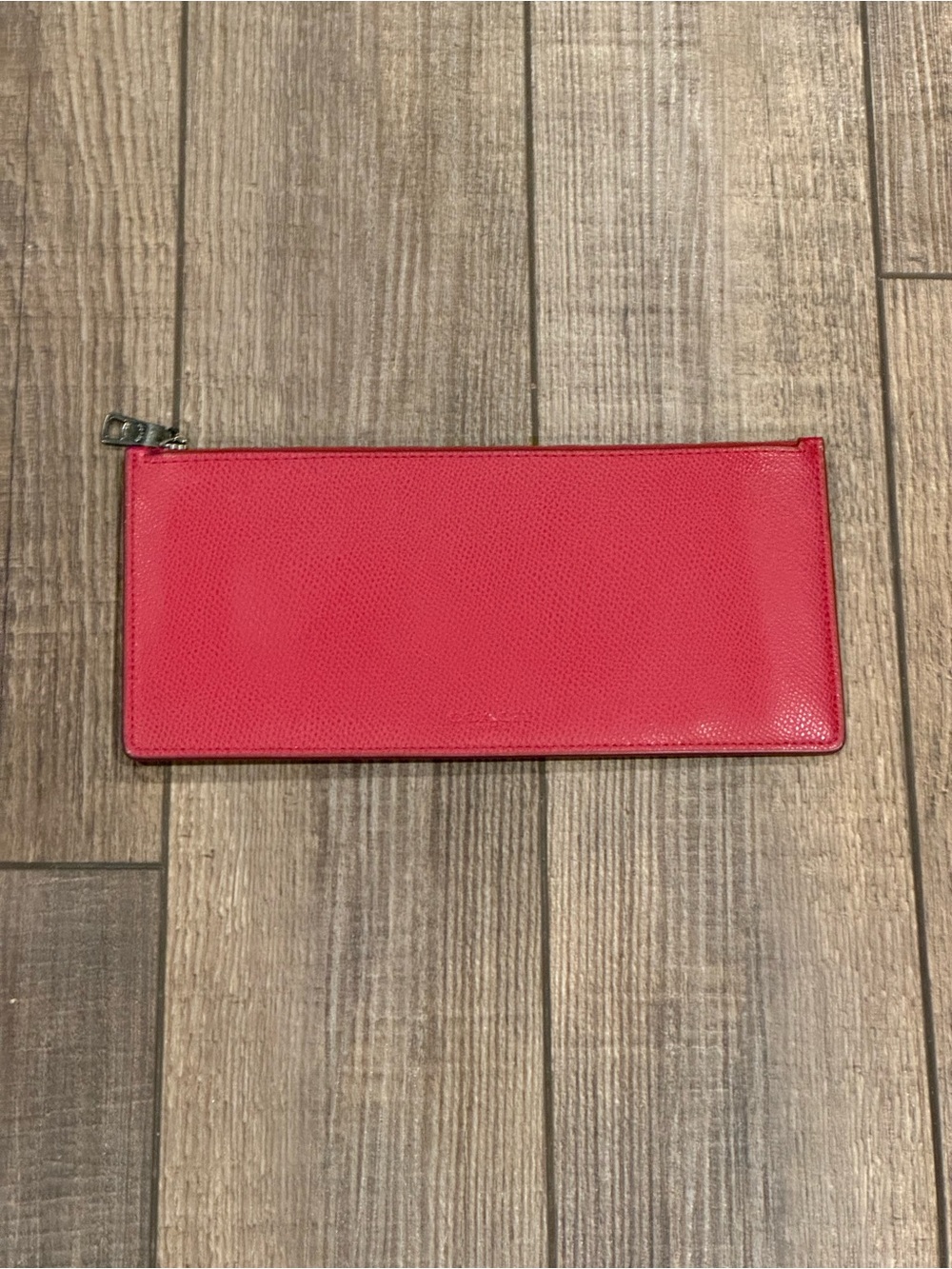 Coach Pebbled Leather Red Cosmetic Bag Skinny Pouch Wallet